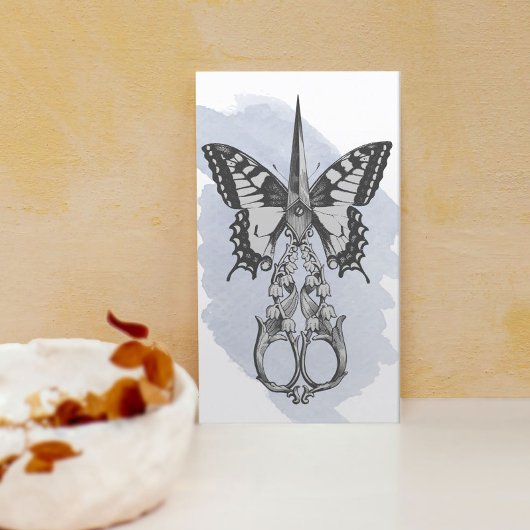 美容師ヴィンテージシザーバタフライ水色 名刺