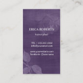 美容師ヴィンテージシザーボタニカルパープル 名刺 (裏面)