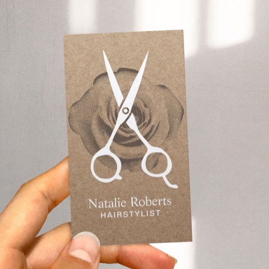 美容師ヴィンテージシザー&フラワークラフト素朴クラフト 名刺