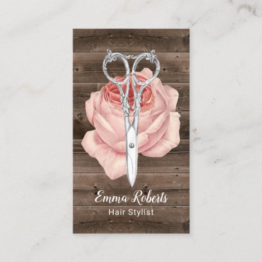 美容師ヴィンテージシザー&フラワーサロンウッド 名刺 (正面)