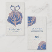 美容師ヴィンテージシザー&フラワー美しいサロン 名刺 (正面/裏面)