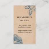 美容師ヴィンテージシザー&ブルーバラフローラ 名刺 (裏面)