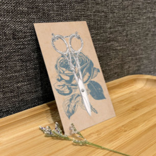 美容師ヴィンテージシザー&ブルーバラフローラ 名刺