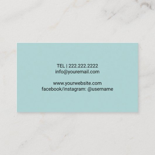 美容師ヴィンテージシザー&ヘアドライヤーティール（緑がかった色） 名刺 (裏面)