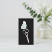 美容師ヴィンテージシザー&ホワイトバタフライ 名刺 (スタンド正面)