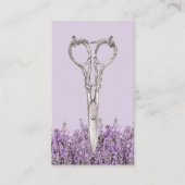 美容師ヴィンテージシザー&ラベンダーフラワー 名刺 (正面)