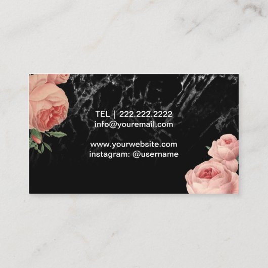 美容師ヴィンテージフローラエレガントマーブルサロン 名刺 (裏面)