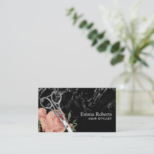 美容師ヴィンテージフローラエレガントマーブルサロン 名刺 (スタンド正面)
