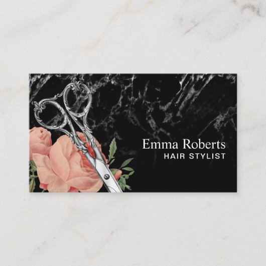 美容師ヴィンテージフローラエレガントマーブルサロン 名刺 (正面)