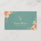美容師ヴィンテージフローラエレガントリネン 名刺 (正面)