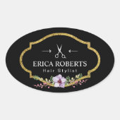 美容師ヴィンテージフローラエレガント美しいサロン 楕円形シール (正面)