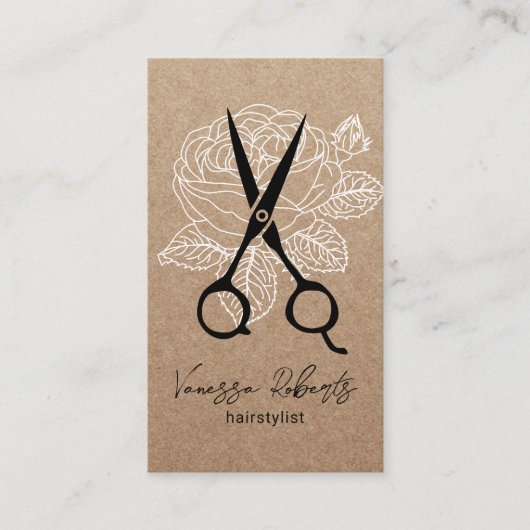 美容師ヴィンテージフローラシザークラッ素朴ト 名刺 (正面)