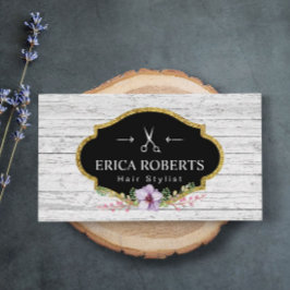 美容師ヴィンテージフローラ素朴ウッド 名刺