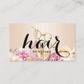 美容師ヴィンテージフローラ金ゴールドシザーサロン 名刺 (正面)