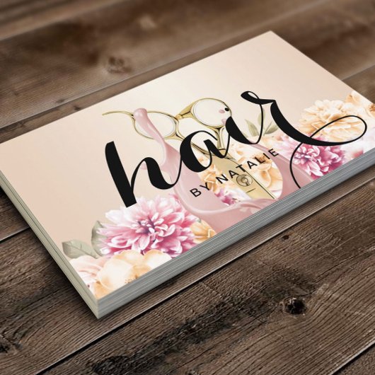 美容師ヴィンテージフローラ金ゴールドシザーサロン 名刺