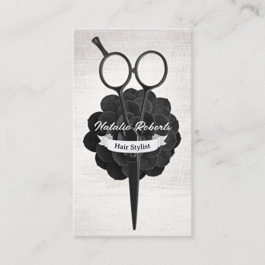 美容師ヴィンテージブラックシザーサロン 予約カード (正面)
