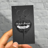 美容師ヴィンテージブラックフラワー&シザーサロン 予約カード