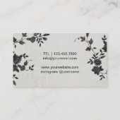 美容師ヴィンテージブラックフローラエレガントサロン 名刺 (裏面)