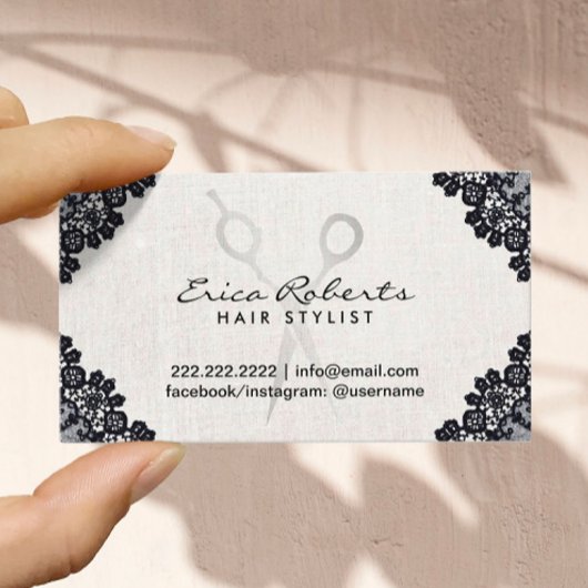 美容師ヴィンテージブラックレースサロンアポイントメント 予約カード