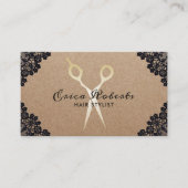 美容師ヴィンテージブラックレース素朴アポイントメント 予約カード (正面)