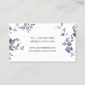 美容師ヴィンテージブルーフローラエレガントサロン 名刺 (裏面)