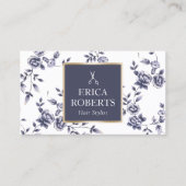 美容師ヴィンテージブルーフローラエレガントサロン 名刺 (正面)