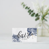 美容師ヴィンテージブルーフローラエレガントサロン 名刺 (スタンド正面)