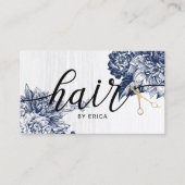 美容師ヴィンテージブルーフローラエレガントサロン 名刺 (正面)