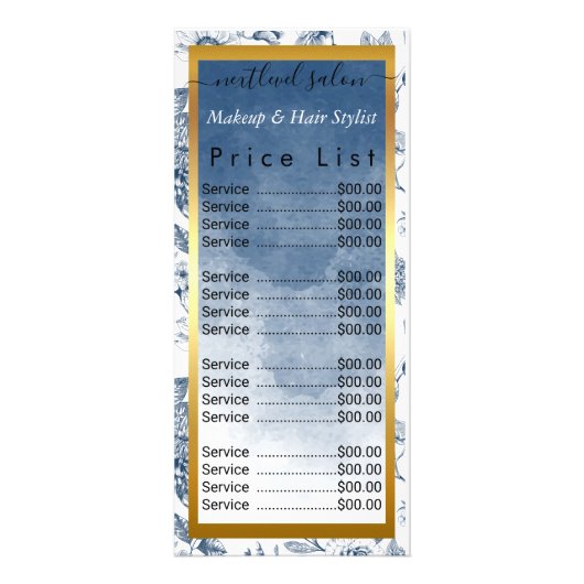 美容師ヴィンテージブルーフローラサロン ラックカード (正面)