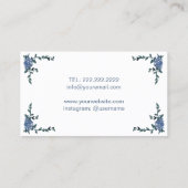 美容師ヴィンテージブルーフローラ吹ドライヤサロン 名刺 (裏面)