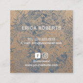 美容師ヴィンテージブルーフローラ素朴クラフト スクエア名刺 (裏面)