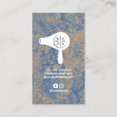 美容師ヴィンテージブルーフローラ素朴クラフト 名刺 (裏面)