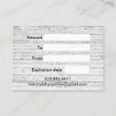 美容師ヴィンテージヘアサロンギフト券 割引カード (裏面)