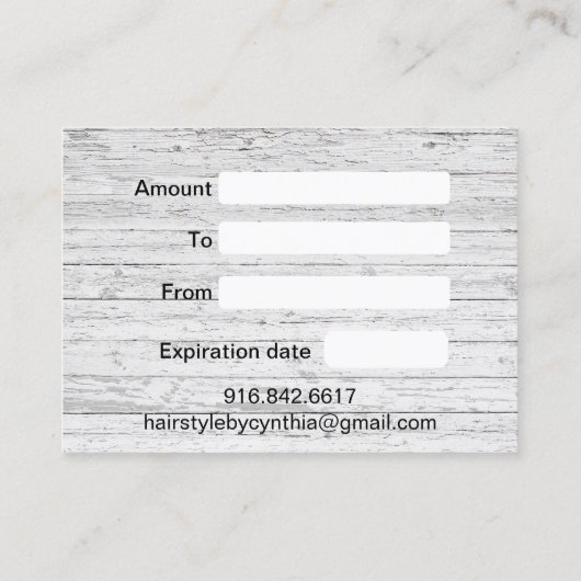 美容師ヴィンテージヘアサロンギフト券 割引カード (裏面)