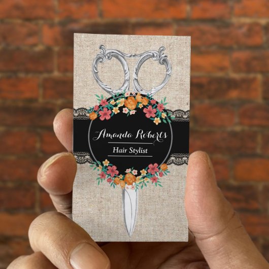 美容師ヴィンテージレース&バーラップアポイントメント 予約カード