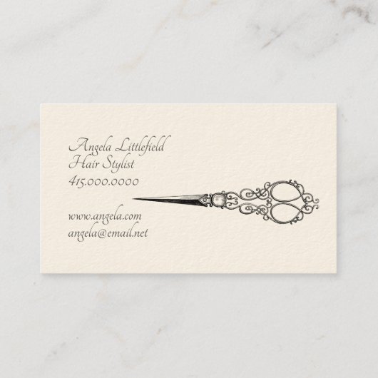 美容師ヴィンテージ宝石シザー 名刺 (裏面)