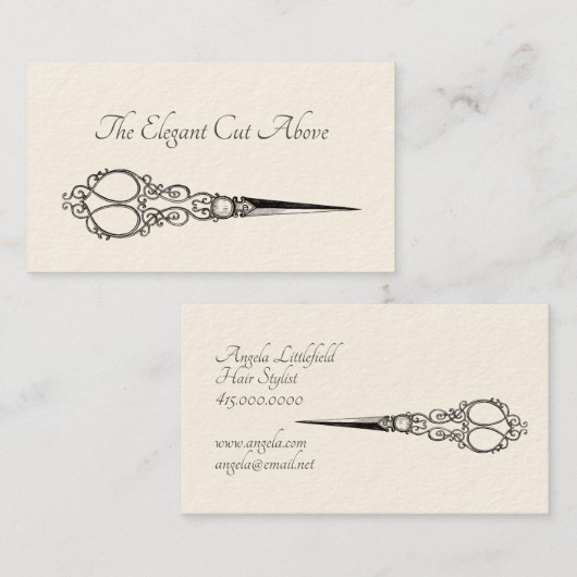 美容師ヴィンテージ宝石シザー 名刺 (正面/裏面)
