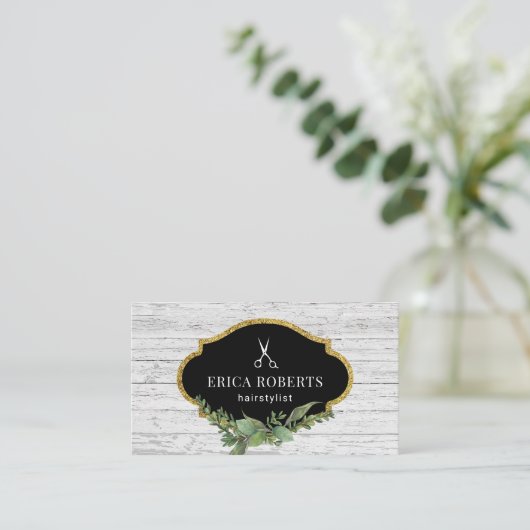 美容師ヴィンテージ植物性素朴美しいサロン 名刺 (スタンド正面)