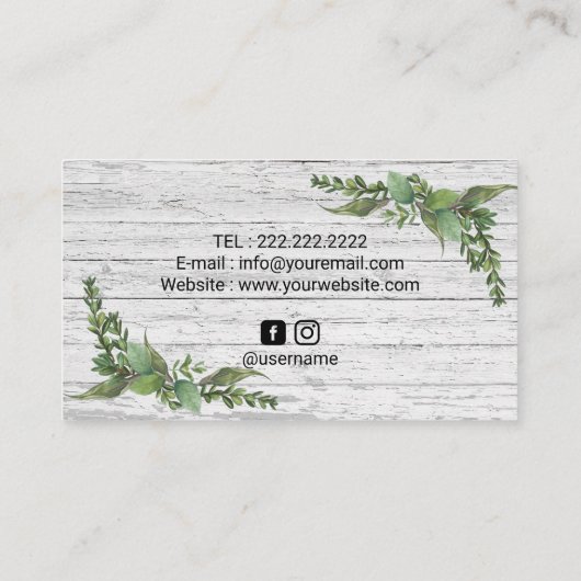 美容師ヴィンテージ植物性素朴美しいサロン 名刺 (裏面)