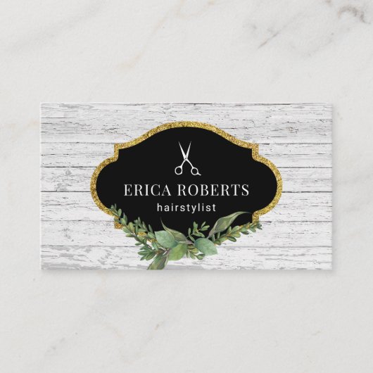 美容師ヴィンテージ植物性素朴美しいサロン 名刺 (正面)