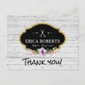 美容師ヴィンテージ素朴フローラウッドありがとう ポストカード (正面)