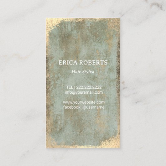 美容師ヴィンテージ金ゴールドグランジフレームサロン 名刺 (裏面)