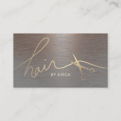 美容師ヴィンテージ金ゴールドシザータイポグラフィ金属 名刺 (正面)