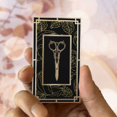 美容師ヴィンテージ金ゴールドフローラルパターンルクスサロン 名刺