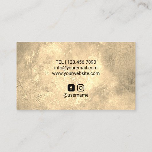 美容師ヴィンテージ金ゴールド大理石美しいサロン 名刺 (裏面)