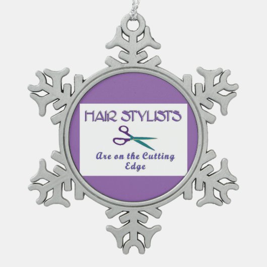 美容師刃先 スノーフレークピューターオーナメント (正面)