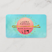 美容師化粧アーティストサロンティール(緑がかった色)ブルー 名刺 (正面)