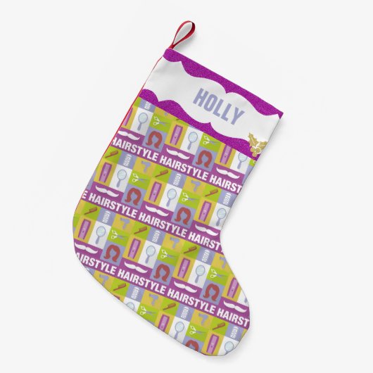 美容師占領 |ピンクグリッター スモールクリスマスストッキング (正面 (吊り時))