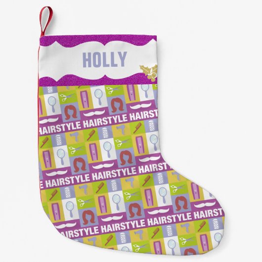 美容師占領 |ピンクグリッター スモールクリスマスストッキング (正面)