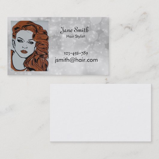 美容師又は美容用スタイリッシュ銀 名刺 (正面/裏面)